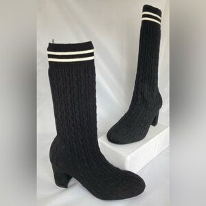 Catherine Malandrino "Pulley" Knit Sock Boots - Black - Womens Size 8